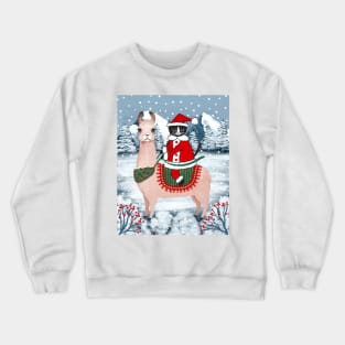 Santa Claws on a Llama Full Crewneck Sweatshirt